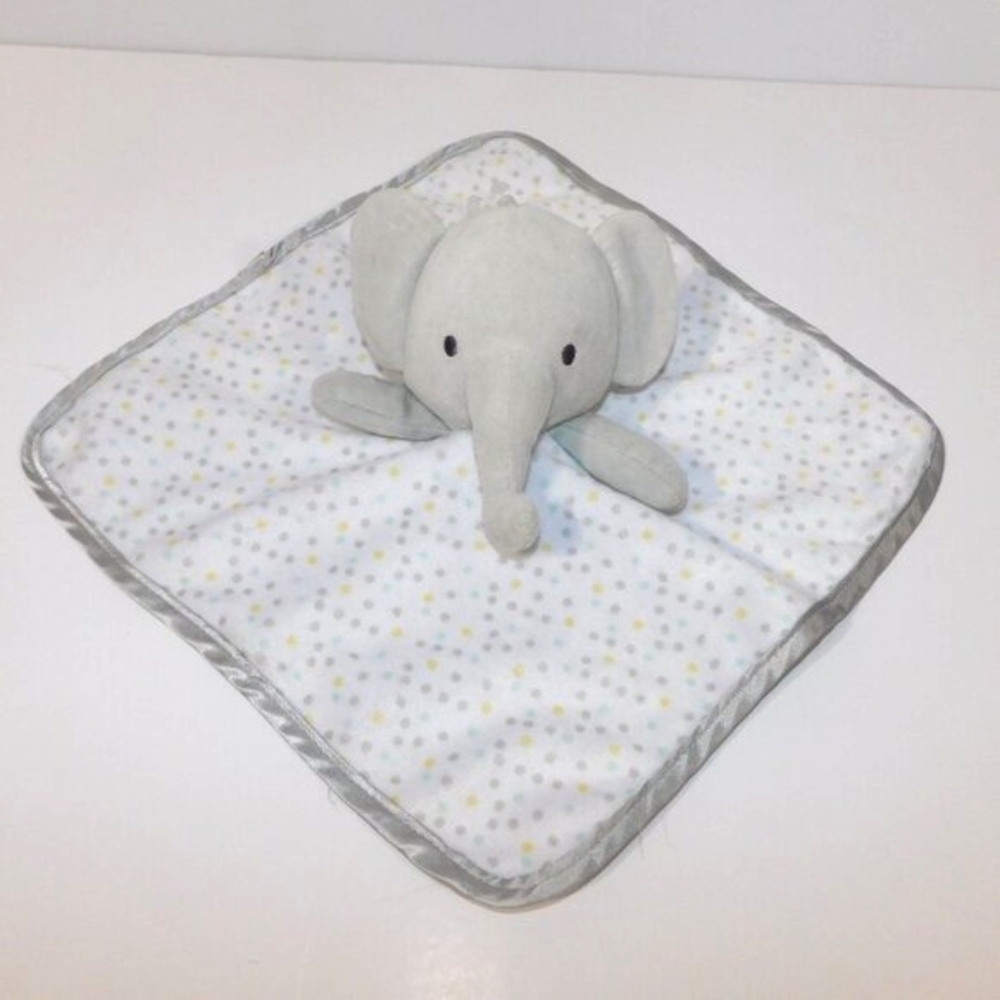 George Elephant Security blanket Gray Small Polka dots plush Satin Trim Lovey